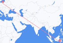 Flyg från Makassar, Indonesien till Bydgoszcz, Polen
