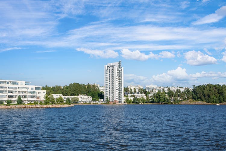 View of the Kivenlahti and Gulf of Finland in summer, Espoo, Finland