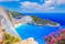 Photo of aerial view of beautiful landscape of Navagio Beach with shipwreck on Zakynthos island, Greece.