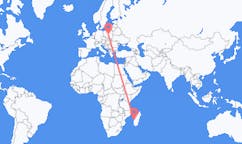 Flyrejser fra Morondava, Madagaskar til Lodz, Polen