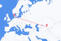 Flug frá Turkistan, Kasakstan til Esbjerg, Danmörku
