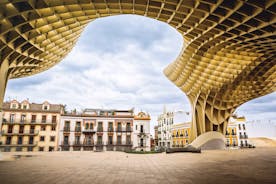 Photo of view from the top of the Space Metropol Parasol (Setas de Sevilla) one have the best view of the city of Seville, Spain.