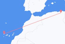 アルジェリアのコンスタンティンから、スペインのラ・パルマ島までのフライト