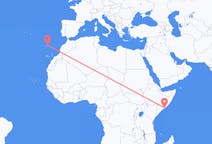 Flyg från Mogadishu till Porto Santo