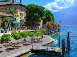 Photo of beautiful landscape of panoramic aerial view port of Genoa in a summer day, Italy.