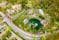 Aerial view of the Trauttmansdorff Castle Gardens, a botanical gardens located in Merano city in north Italy