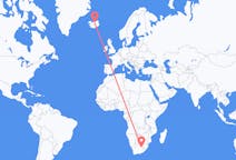 Vluchten van Bloemfontein, Zuid-Afrika naar Akureyri, IJsland