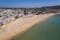 Photo of panoramic aerial view of Praia da Luz in municipality of Luz in Algarve, Portugal.
