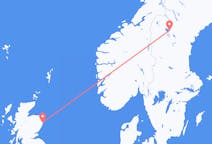 Vluchten van Aberdeen, Schotland naar Östersund, Zweden