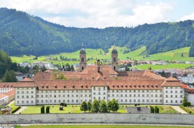 photo of an aerial view of Einsiedeln Abbey in Einsiedeln, Switzerland.