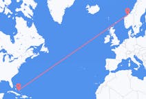 Flyrejser fra George Town, Bahamas til Kristiansund, Norge