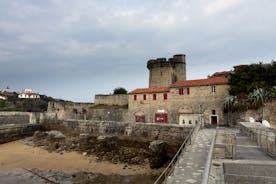 photo of an aerial view above Saint-Jean-de-Luz is a fishing town at the mouth of the Nivelle river, in southwest France’s Basque country. 