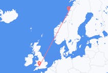 Lennot Sandnessjøenistä, Norja Bristoliin, Englanti
