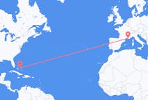 Flyrejser fra Rock Sound, Bahamas til Marseille, Frankrig