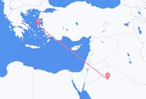 Lennot Al Jawfin alueelta, Saudi-Arabia Chiokseen, Kreikka