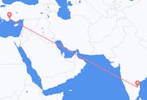 Lennot Tirupatista, Intia Antalyaan, Turkki
