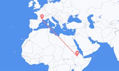Flyrejser fra Gonder, Etiopien til Aspiran, Frankrig