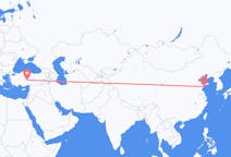 Lennot Qingdaosta, Kiina Nevşehiriin, Turkki