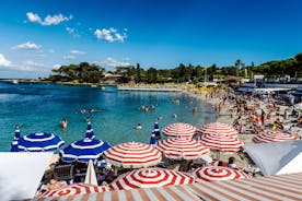 View of Mediterranean luxury resort and bay with yachts. Nice, Cote d'Azur, France. 