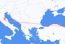Flyreiser fra Samsun, Tyrkia til Perugia, Italia