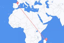 Flyrejser fra Toamasina, Madagaskar til Zaragoza, Spanien