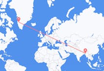 Flyreiser fra Aizawl, India til Kangerlussuaq, Grønland