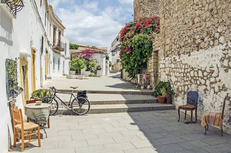 photo of street in the old town of Ibiza, Spain.