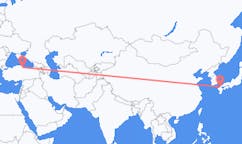 Flug frá Kitakyushu, Japan til Samsung, Tyrklandi