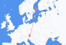 Flug frá Klagenfurt, Austurríki til Maríuhafnar, Álandseyjum