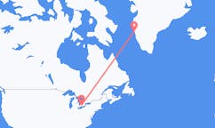 Lennot Lontoosta, Kanada Maniitsoqille, Grönlanti