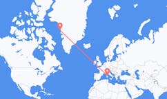 Lennot Upernavikista, Grönlanti Olbiaan, Italia