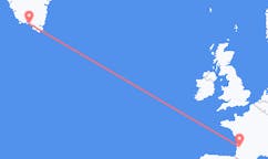 Flyreiser fra Bordeaux, Frankrike til Qaqortoq, Grønland