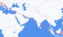 Lennot Makassarista, Indonesia Genovaan, Italia