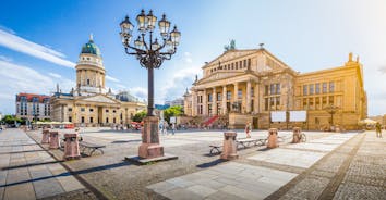 Berlin cityscape with Berlin cathedral and Television tower, Germany.