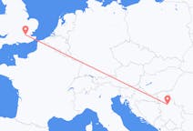 Flyg från London till Belgrad