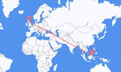 Lennot Tarakanista, Pohjois-Kalimantanista, Indonesia Edinburghiin, Skotlanti
