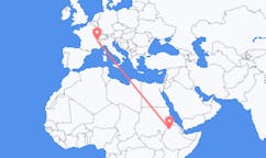 Flyreiser fra Gonder, Etiopia til Chambery, Frankrike