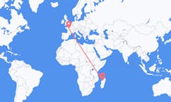 Flyreiser fra Mahajanga, Madagaskar til Tours, Frankrike