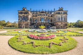 Photo of scenic summer view of the Old Town architecture with Elbe river embankment in Dresden, Saxony, Germany.