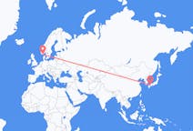 Lennot Hiroshimasta, Japani Kristiansandiin, Norja