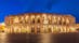 photo of verona, Italy. ancient amphitheater arena di verona in Italy like Rome coliseum with nighttime illumination and evening blue sky. verona's italian famous ancient landmark theatre. veneto region.
