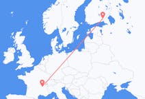 Lennot Lappeenrannasta, Suomi Lyoniin, Ranska