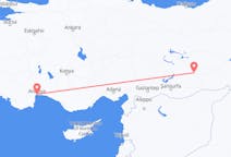 Vluchten van Diyarbakir naar Antalya