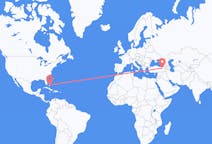 Flyreiser fra Nassau, Bahamas til Erzurum, Tyrkia