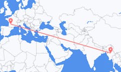 Flyrejser fra Mandalay, Myanmar (Burma) til Bergerac, Frankrig