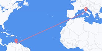 Flug frá Venesúela til Ítalíu