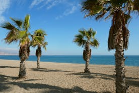 Photo of panoramic view of the Mediterranean beach of Roquetas de Mar in southern Spain.