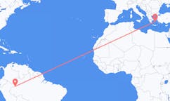 Flyreiser fra Leticia, Amazonas, Colombia til Naxos, Hellas