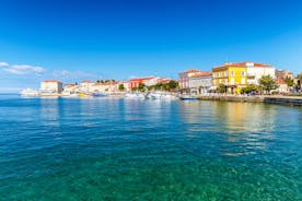 Photo of aerial view to the town of Porec in Istria, Croatia on Adriatic coast.