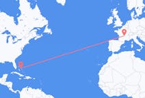 Flug frá North Eleuthera, Bahamaeyjum til Clermont-Ferrand, Frakklandi